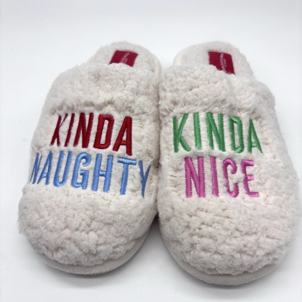 Wondershop‎ Slipper Christmas Woman's Small 5-6 Kinda Naughty Kinda Nice Sherpa